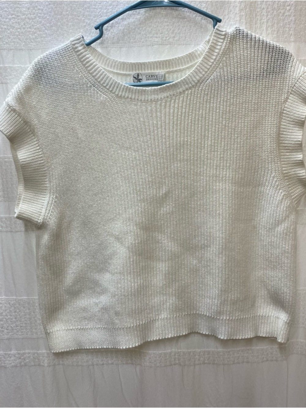Carve Designs Cream Ribbed Knit Top